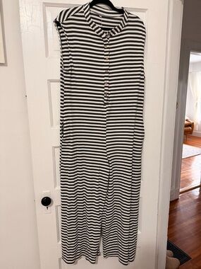 Amazon Black and White Striped Sleeveless Jumpsuit